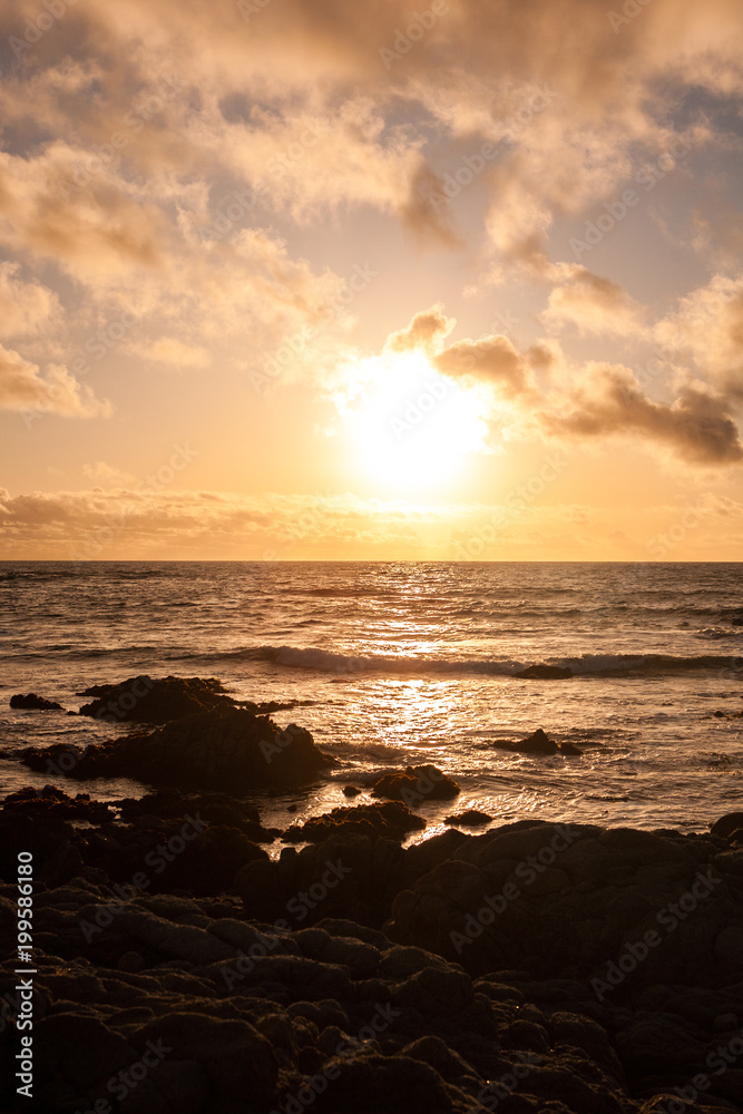 Sunset on a beach in Monterey, California