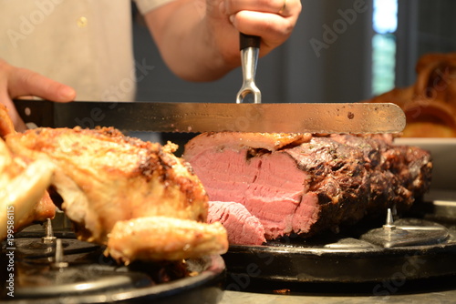 Sunday carvery beef being carved