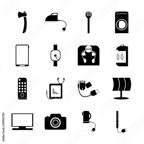 icon Technology with plugging, service, work tool, household and machinery