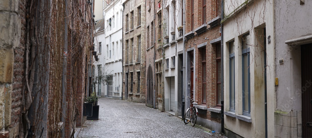 Street in the old center of Antwerp, Belgium.