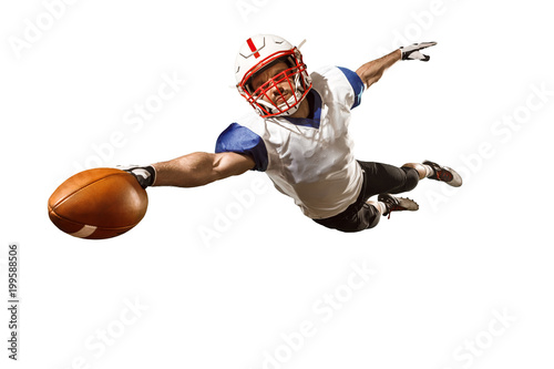 Fototapeta Naklejka Na Ścianę i Meble -  one american football player man studio isolated on white background