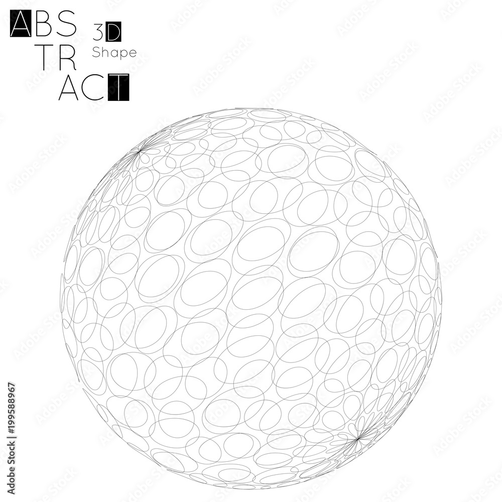 Abstract 3D wireframe geometric shape isolated on white background. 3D sphere Abstract 3D wireframe geometric shape isolated on white background. 3D sphere