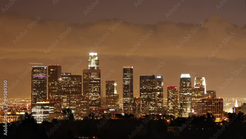 Time Lapse of the Los Angeles skyline at twilight. Time Lapse of the Los Angeles skyline at twilight.