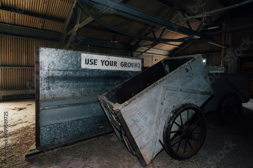 Vintage Wood Cart with Steel Goodyear Tires - Abandoned Indiana Army Ammunition Plant - Indiana photo
