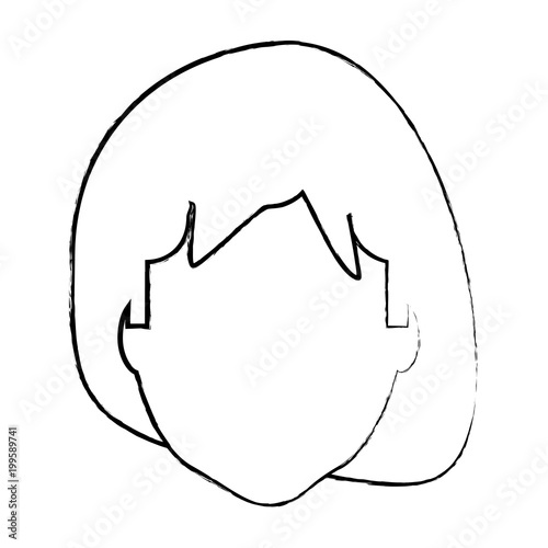 sketch of avatar woman head icon over white background, vector illustration