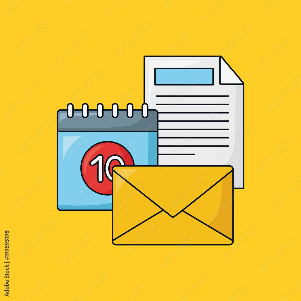 seo design with envelope and calendar over yellow background, vector illustration seo design with envelope and calendar over yellow background, vector illustration