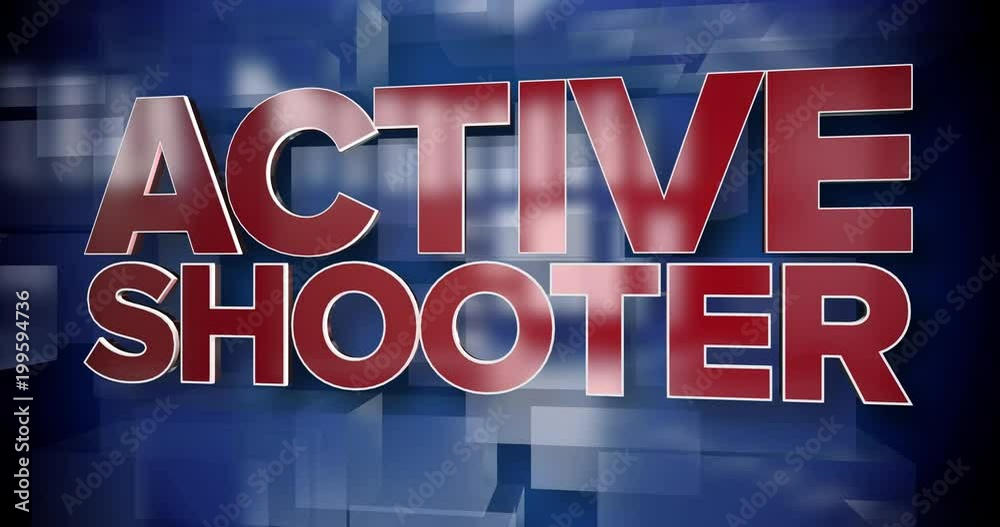 A red and blue dynamic 3D Active Shooter title page background animation.	 	