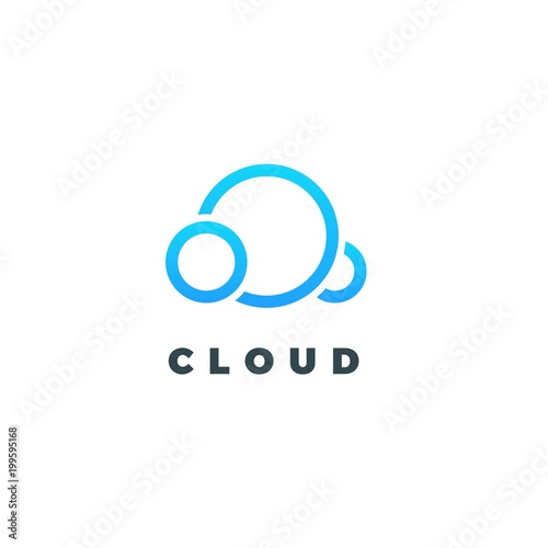 Outline gradient logo of cloud computing and synchronization. Minimalist logotype