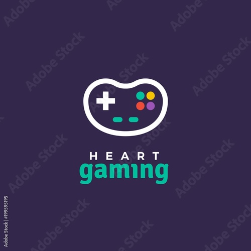 Outline vector logo of gamepad. Design logotype template for game company or service
