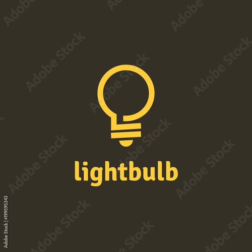 Light bulb outline vector logotype. Fully editable design template of eco energy and power. Electricity concept