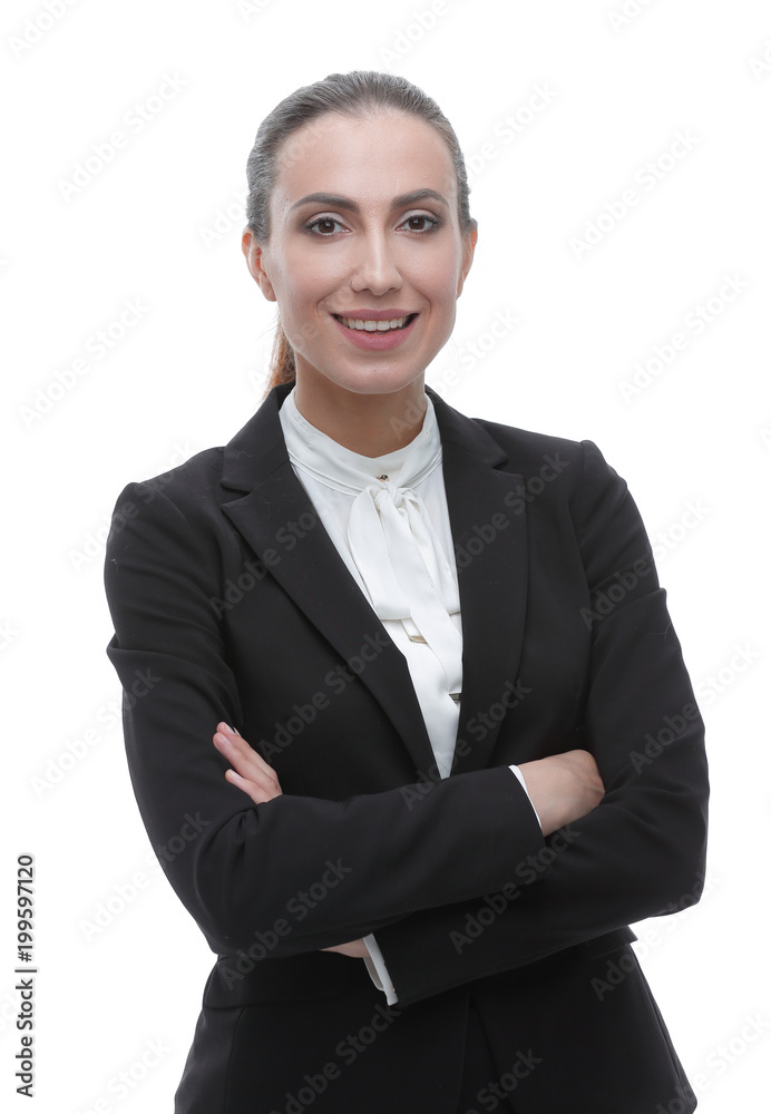 closeup. confident female Manager in a business suit closeup. confident female Manager in a business suit