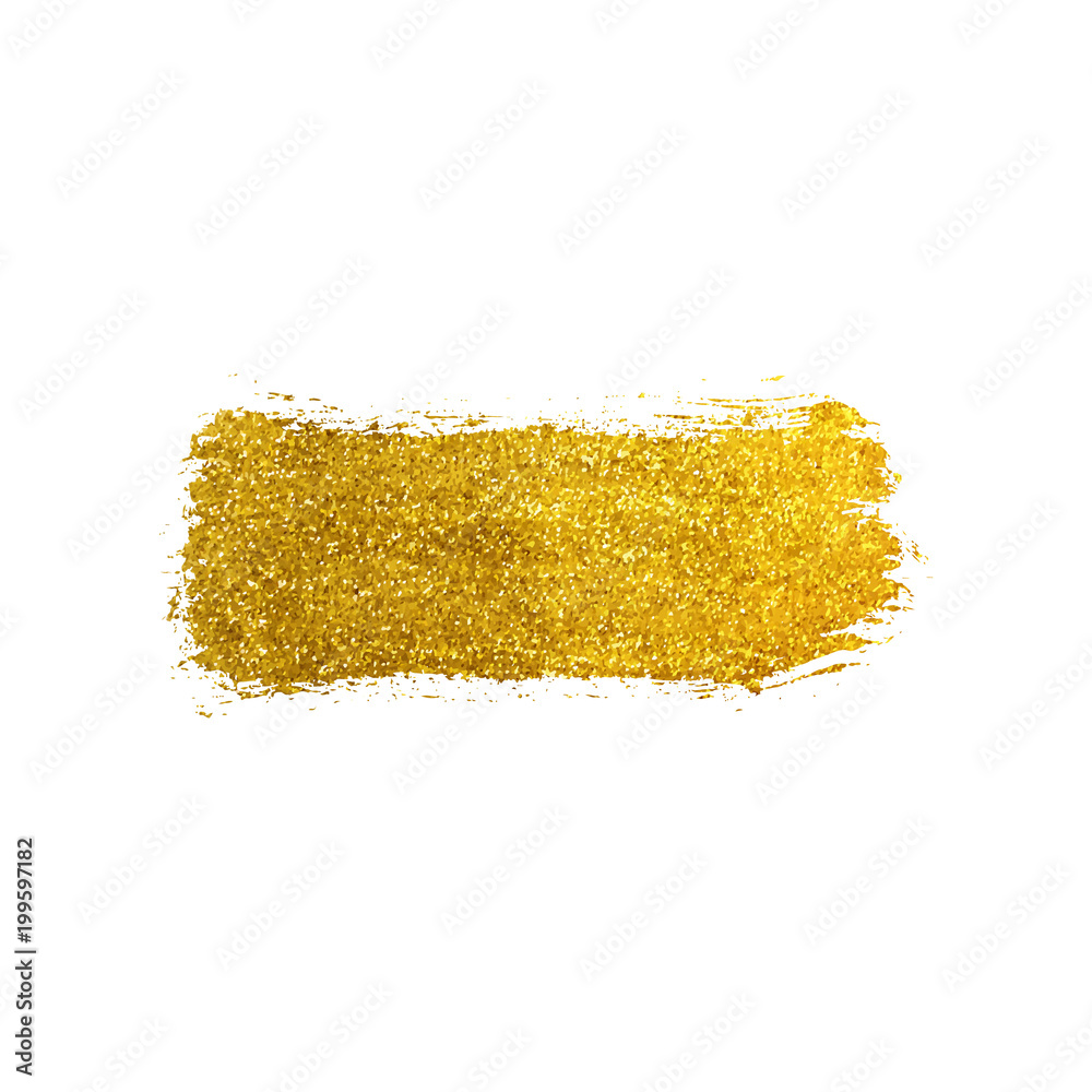 Gold glitter texture brush stroke. Smudge sparkle glossy paint on the white  background. Vector illustration Stock Vector | Adobe Stock