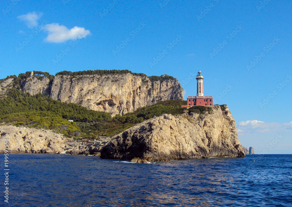 capri island and a lighthouse