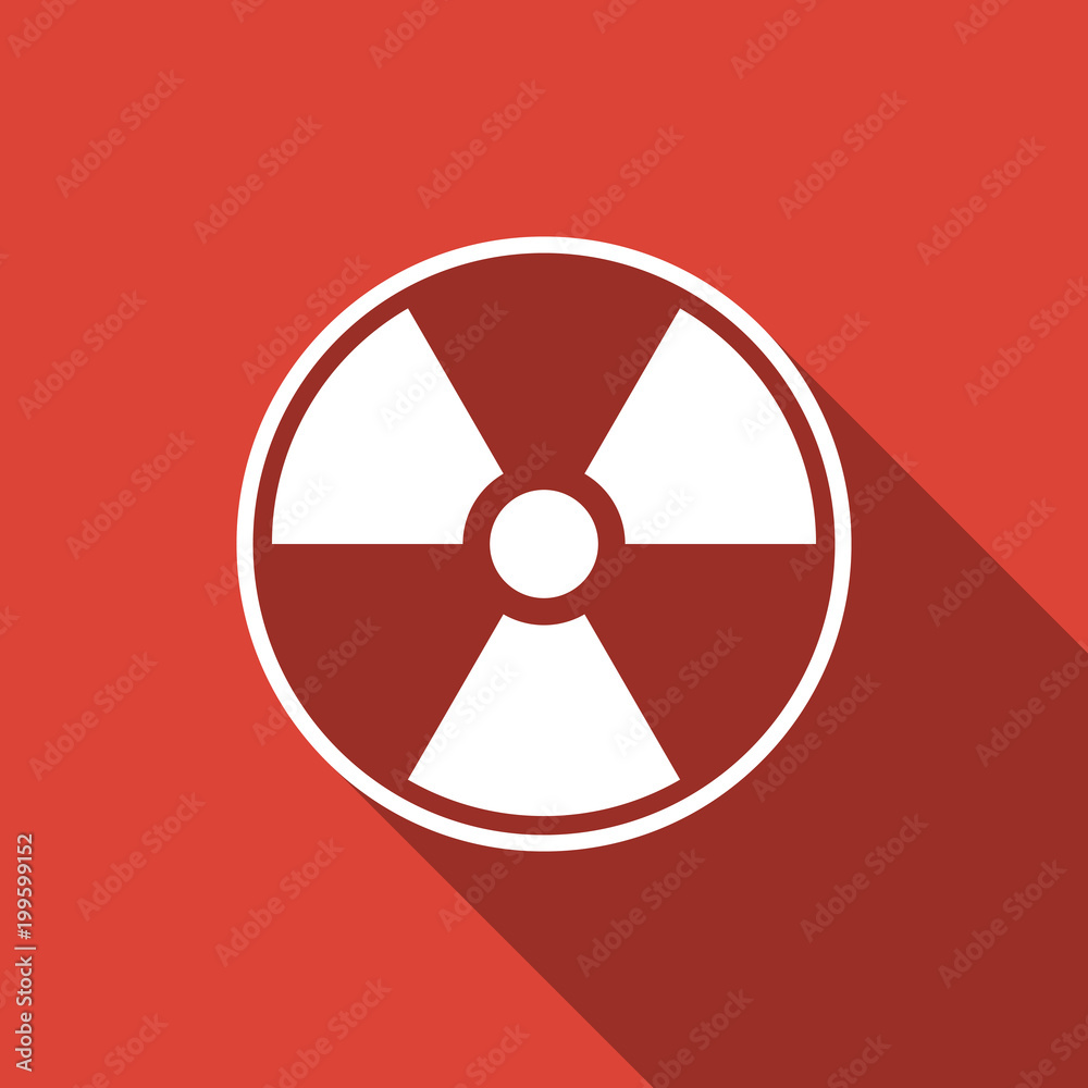 Radioactive icon isolated with long shadow. Radioactive toxic symbol. Radiation Hazard sign. Flat design. Vector Illustration Radioactive icon isolated with long shadow. Radioactive toxic symbol. Radiation Hazard sign. Flat design. Vector Illustration