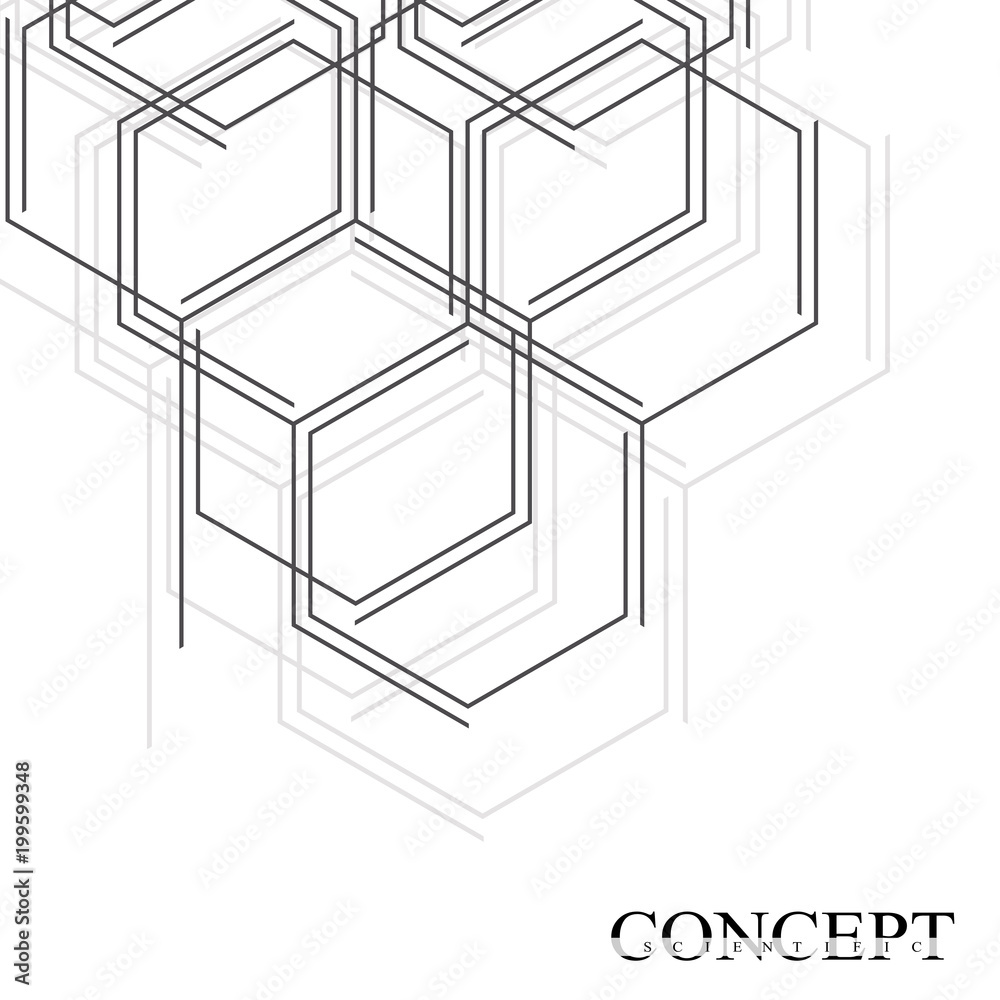 Hexagons abstract background. Geometric science and technology motion design. Digital data visualization concept. Scientific vector illustration. Hexagons abstract background. Geometric science and technology motion design. Digital data visualization concept. Scientific vector illustration.