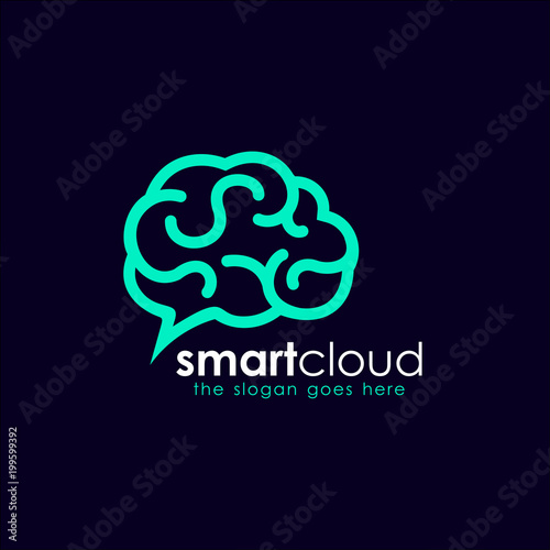 smart cloud logo template. brain tech logo template