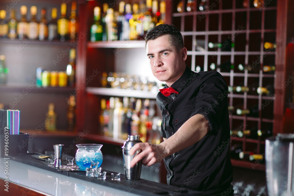 Portrait of a cute bartender. Portrait of a cute bartender.