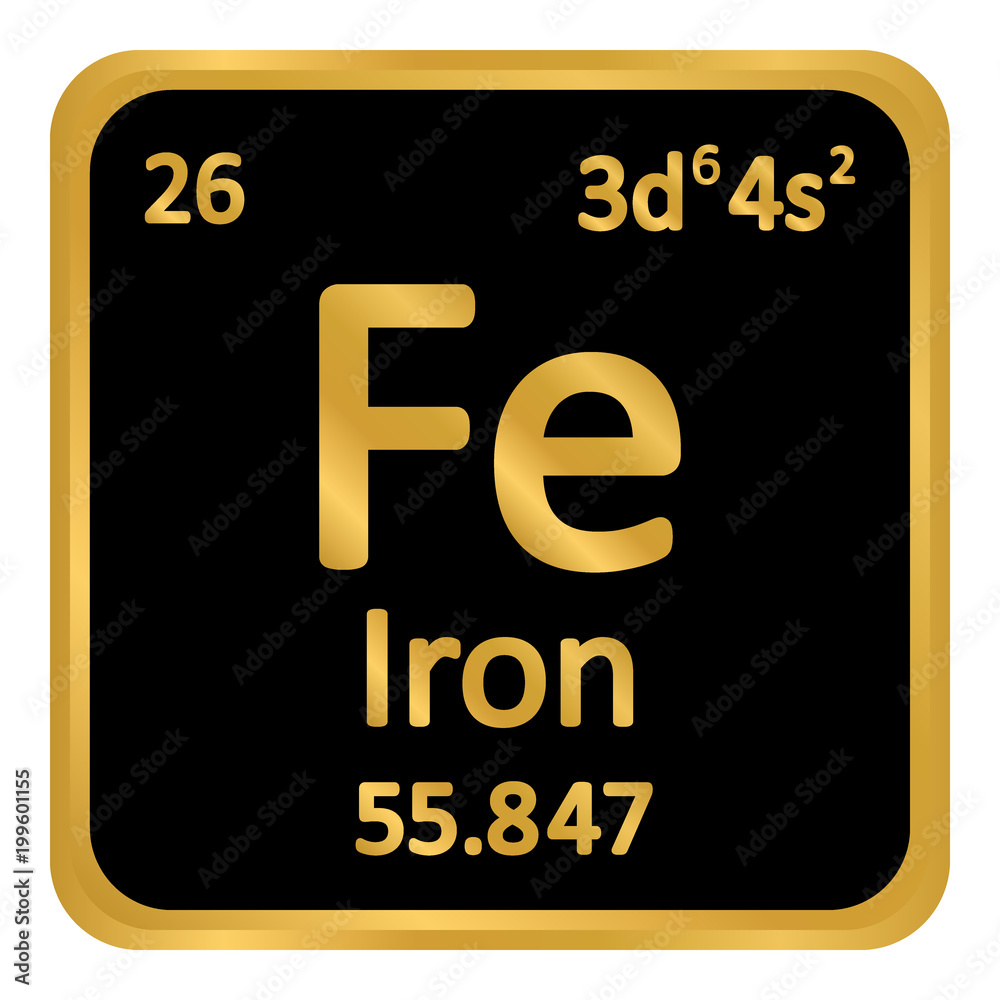 Periodic table element iron icon.