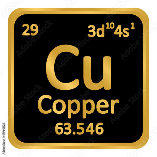 Periodic table element copper icon.