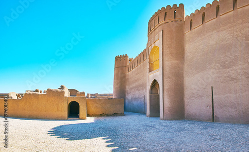 The facade wall of Rayen castle, Iran photo