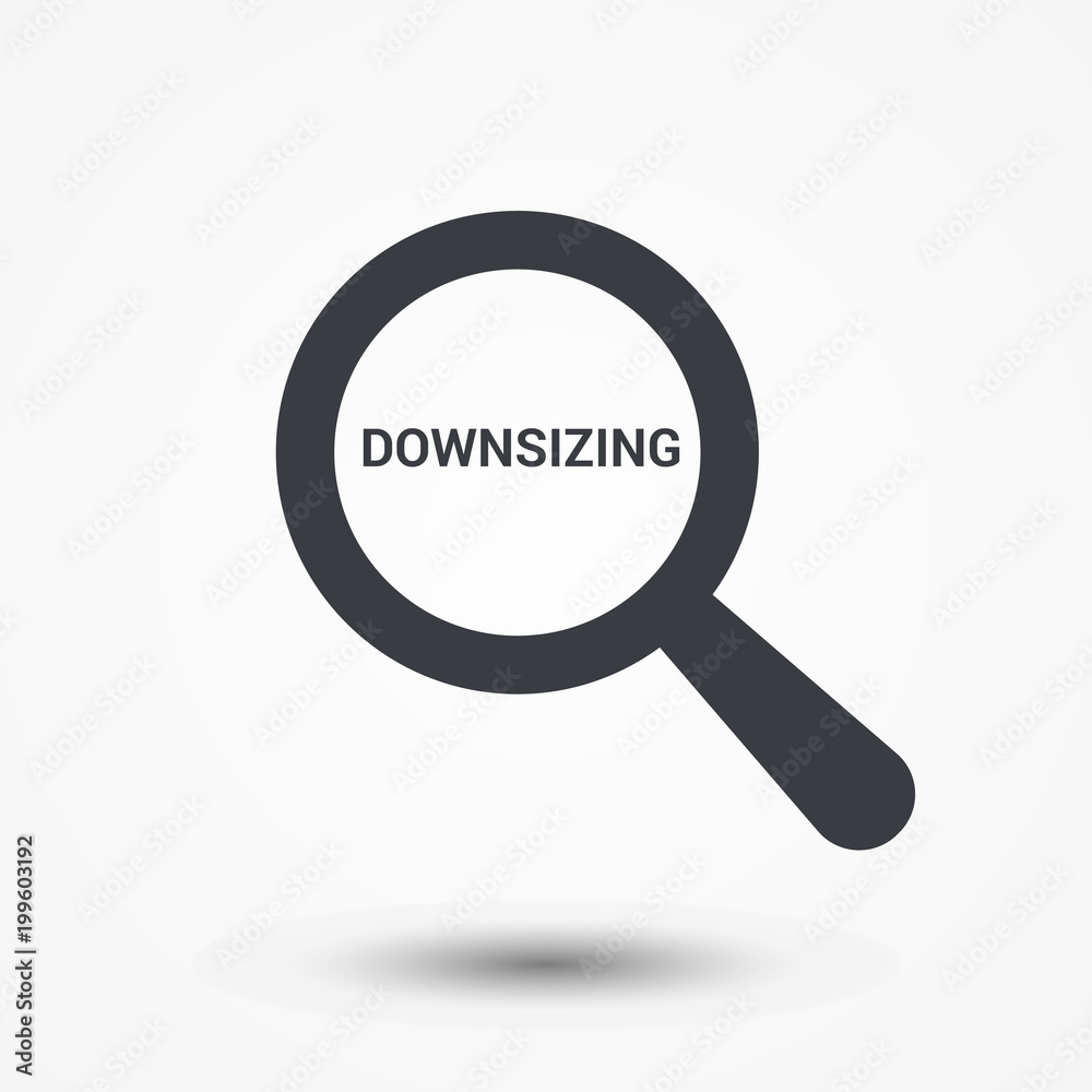 Finance Concept: Magnifying Optical Glass With Words Downsizing Finance Concept: Magnifying Optical Glass With Words Downsizing