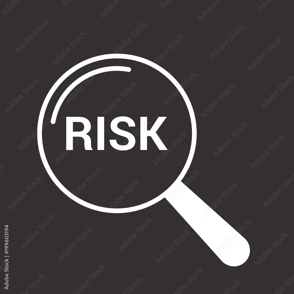 Business Concept: Magnifying Optical Glass With Words Risk Business Concept: Magnifying Optical Glass With Words Risk
