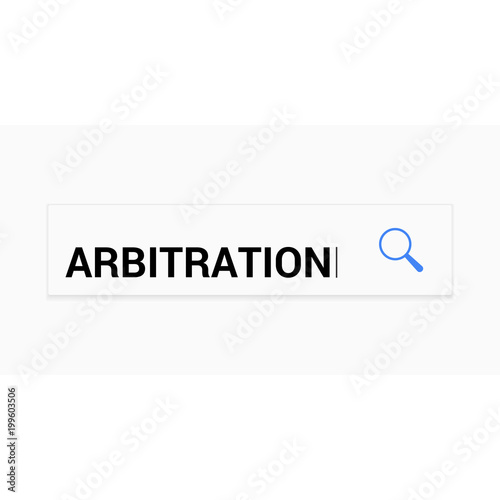 Law Concept: Magnifying Optical Glass With Words Arbitration