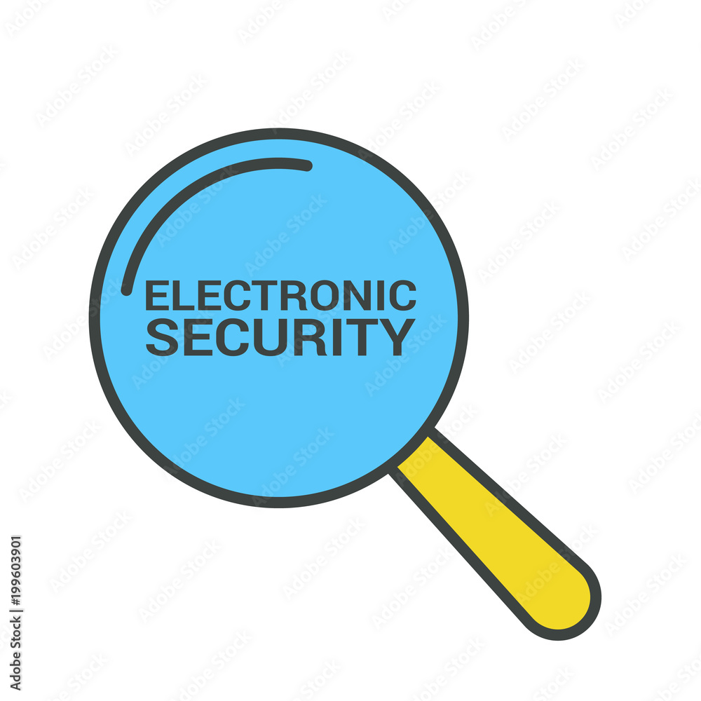 Privacy Concept: Magnifying Optical Glass With Words Electronic Security Privacy Concept: Magnifying Optical Glass With Words Electronic Security