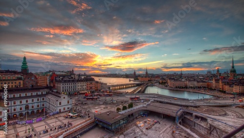 Canvas Print Sunset in Stockholm