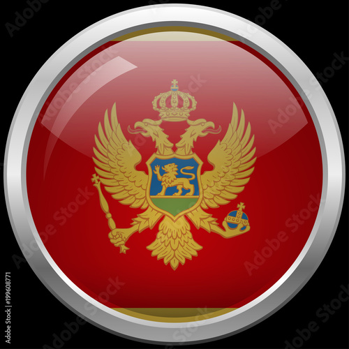 Montenegro flag glass button vector illustration