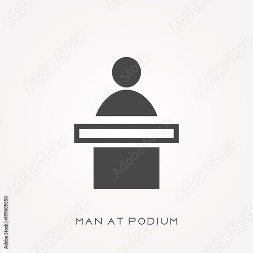 Silhouette icon man at podium