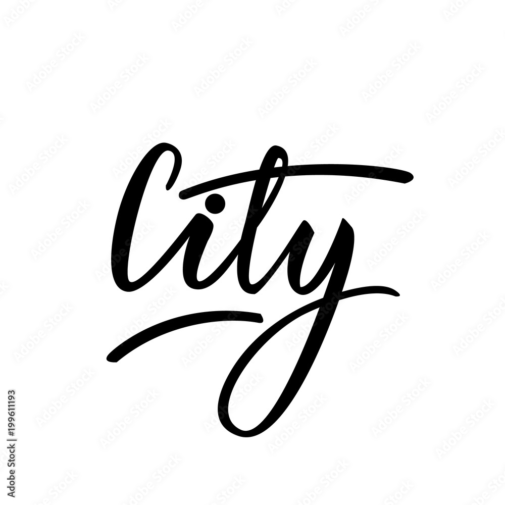 Vector illustration with lettering design with word City.