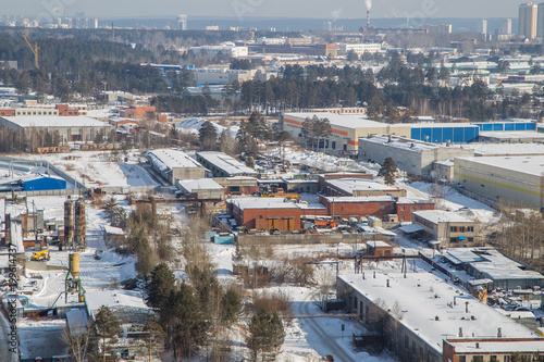 Winter city Eakaterinburg bird eye view at day