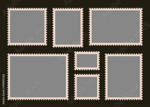 Set of Blank Postage Stamps. Vector illustration
