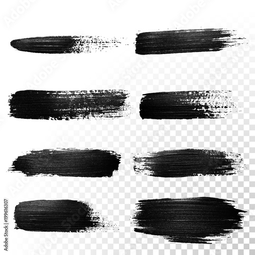 Black watercolor marker brush stroke. Vector oil paint gouache