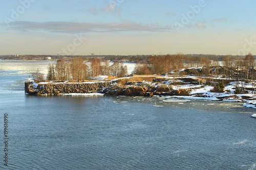 Helsinki archipelago in early spring. Morning
