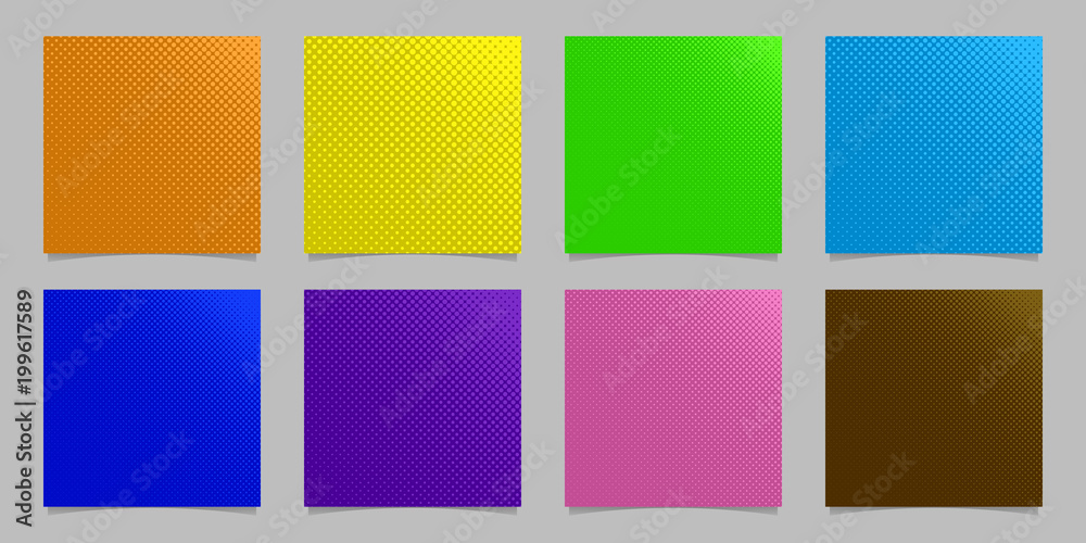 Geometric halftone dot pattern background set - vector stationery graphic design collection from circles in varying sizes Geometric halftone dot pattern background set - vector stationery graphic design collection from circles in varying sizes