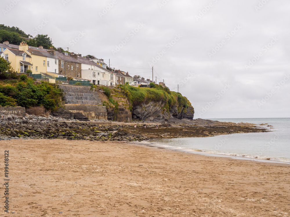 Attractive beach and harbour at New Quay, Credigon, Wales, UK