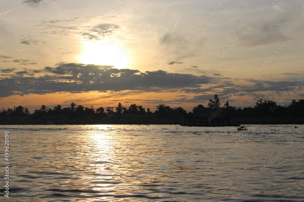 sunrise in mekong delta, vietnam