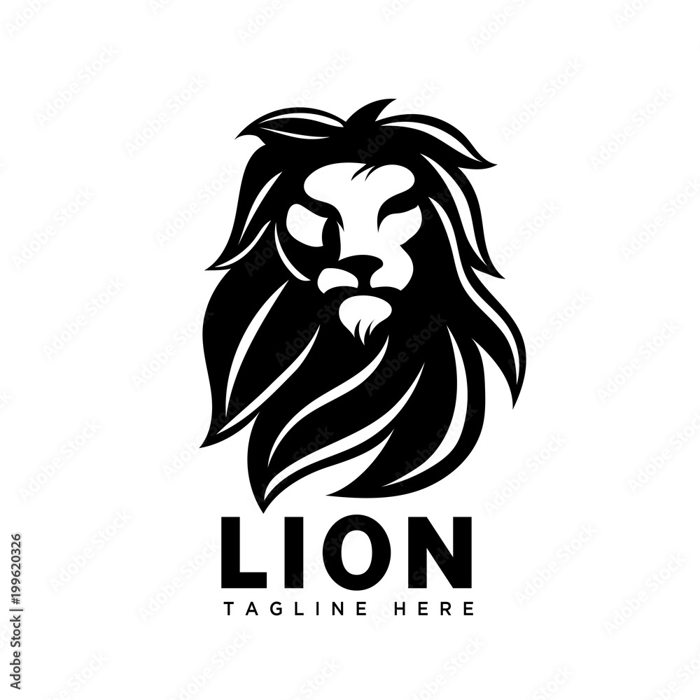 elegant brave lion profile art logo