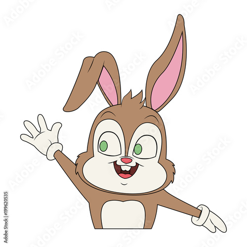 Cute rabbit with gloves cartoon vector illustration graphic design © Jemastock