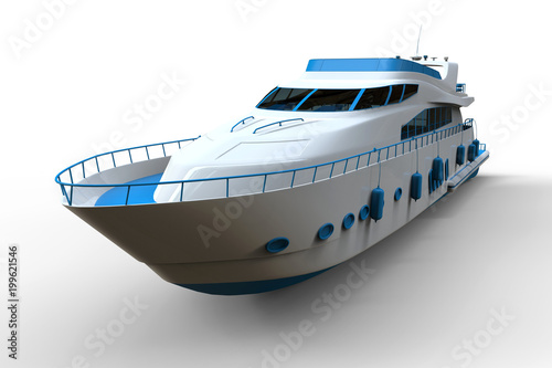3D render - white detailed isolated yacht