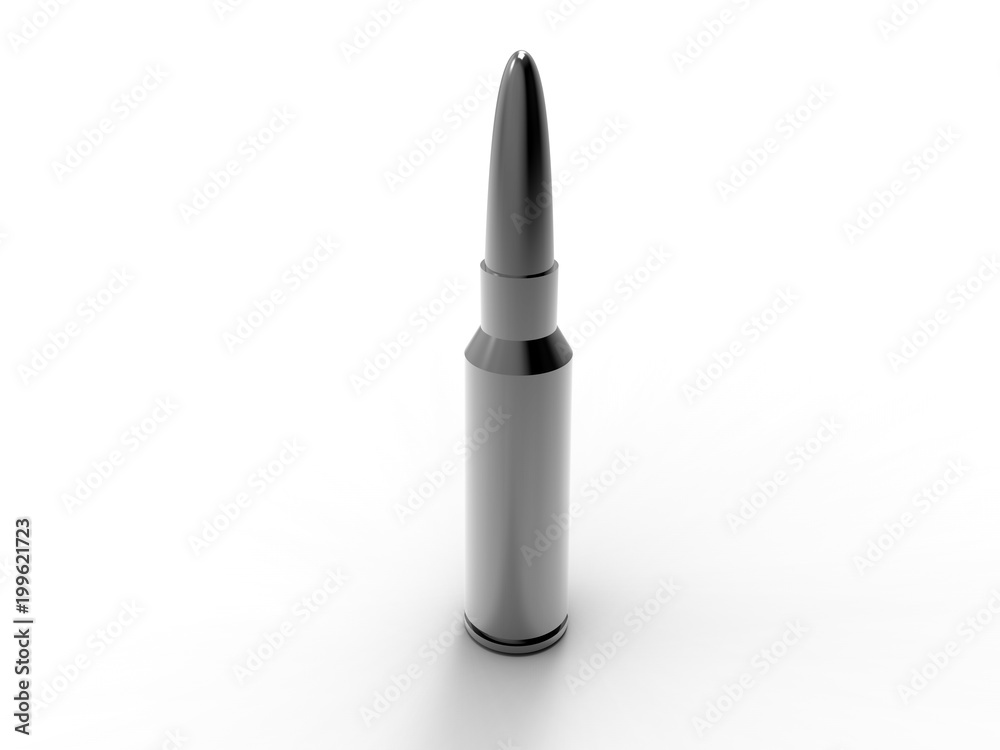 3D illustration - metallic bullet with shadows 3D illustration - metallic bullet with shadows