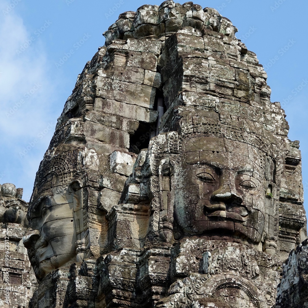 Steingesichter, Gesichter aus Stein aus Angkor, Kambodscha