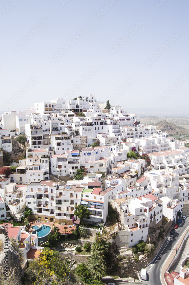  typical andalusian white village on mountain in Spain