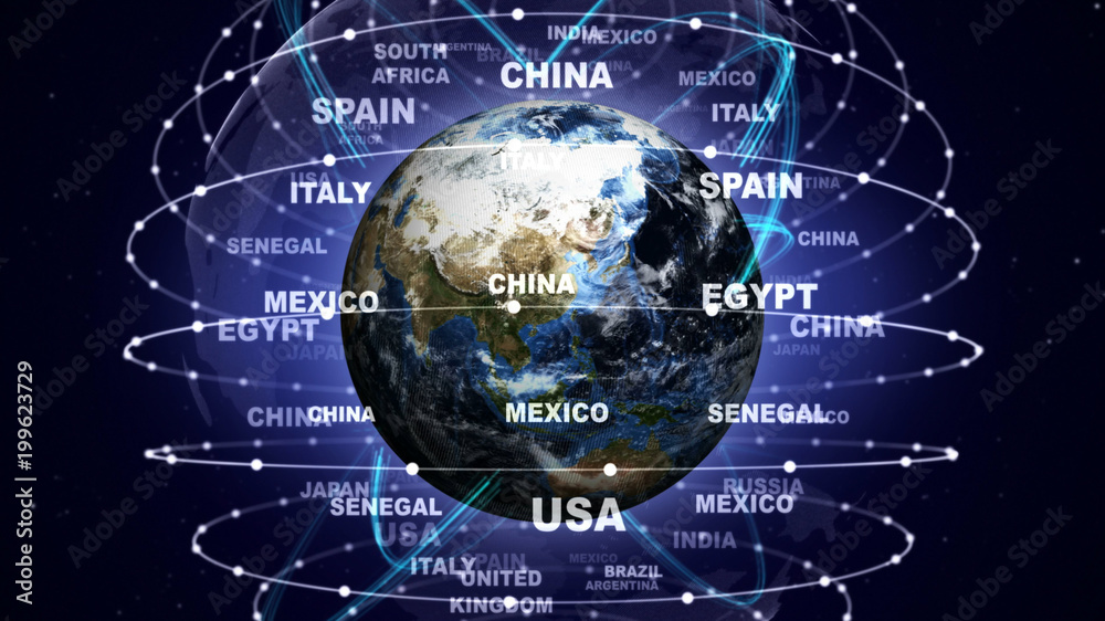 Obraz premium WORLD STATES Text and Earth, Rendering, Graphics Background 