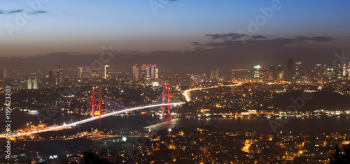 Wallpaper Mural Bosphorus Bridge in Istanbul from camlica hill at night sunset Torontodigital.ca