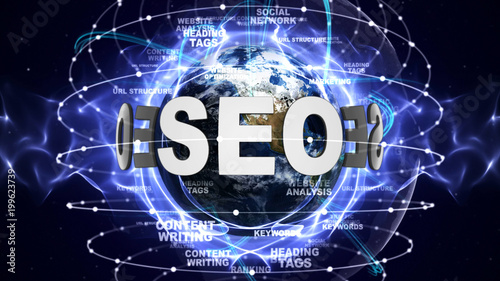 SEO Text Around the World, Computer Graphics

