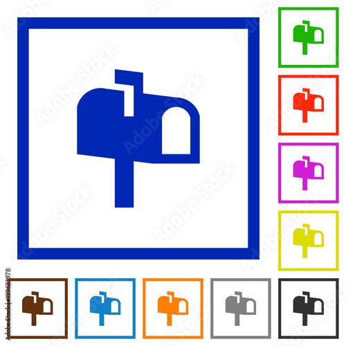 Mailbox flat framed icons