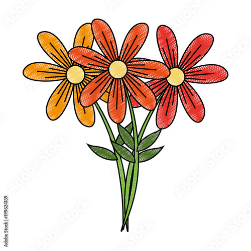 Beautiful flowers cartoon vector illustration graphic design